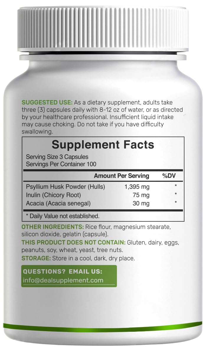 Psyllium 1500mg capsules sur fond neutre