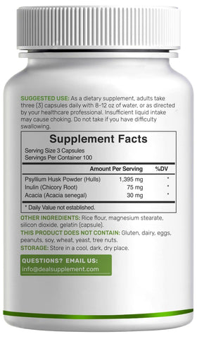 Psyllium 1500mg capsules sur fond neutre