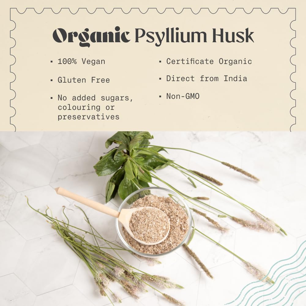 Psyllium bio NaturaleBio 680g vue arrière avec informations nutritionnelles