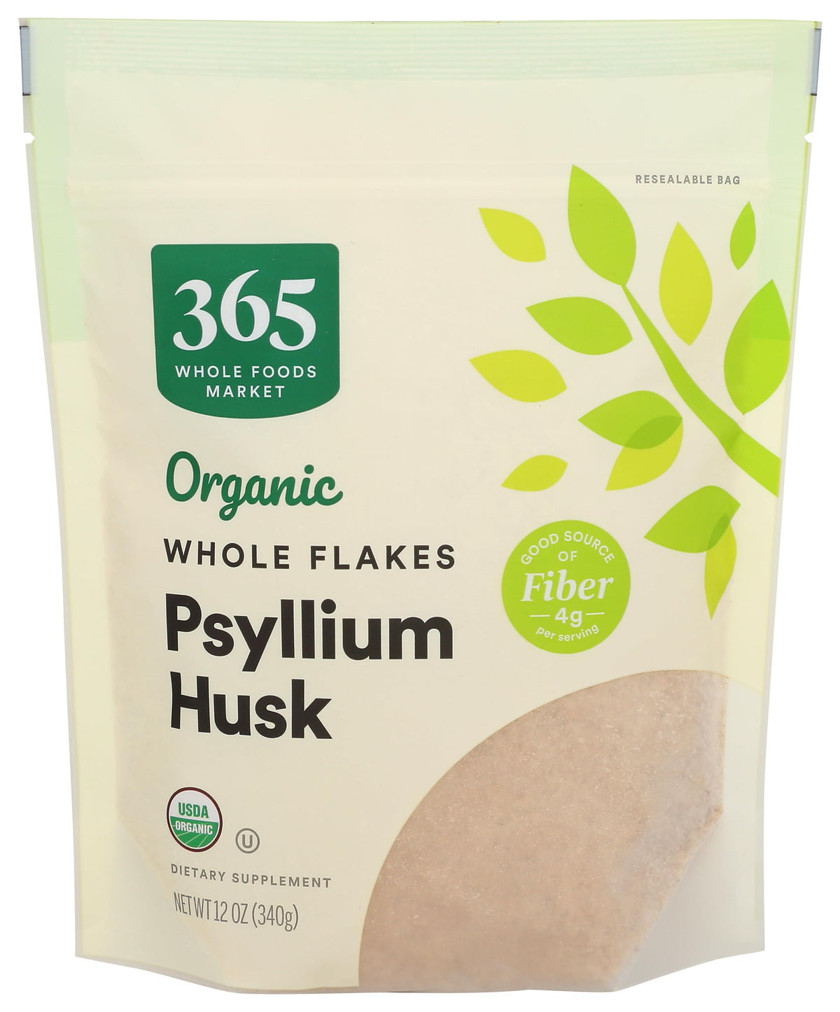 Psyllium husk 365 by Whole Foods Market 358g vue avant