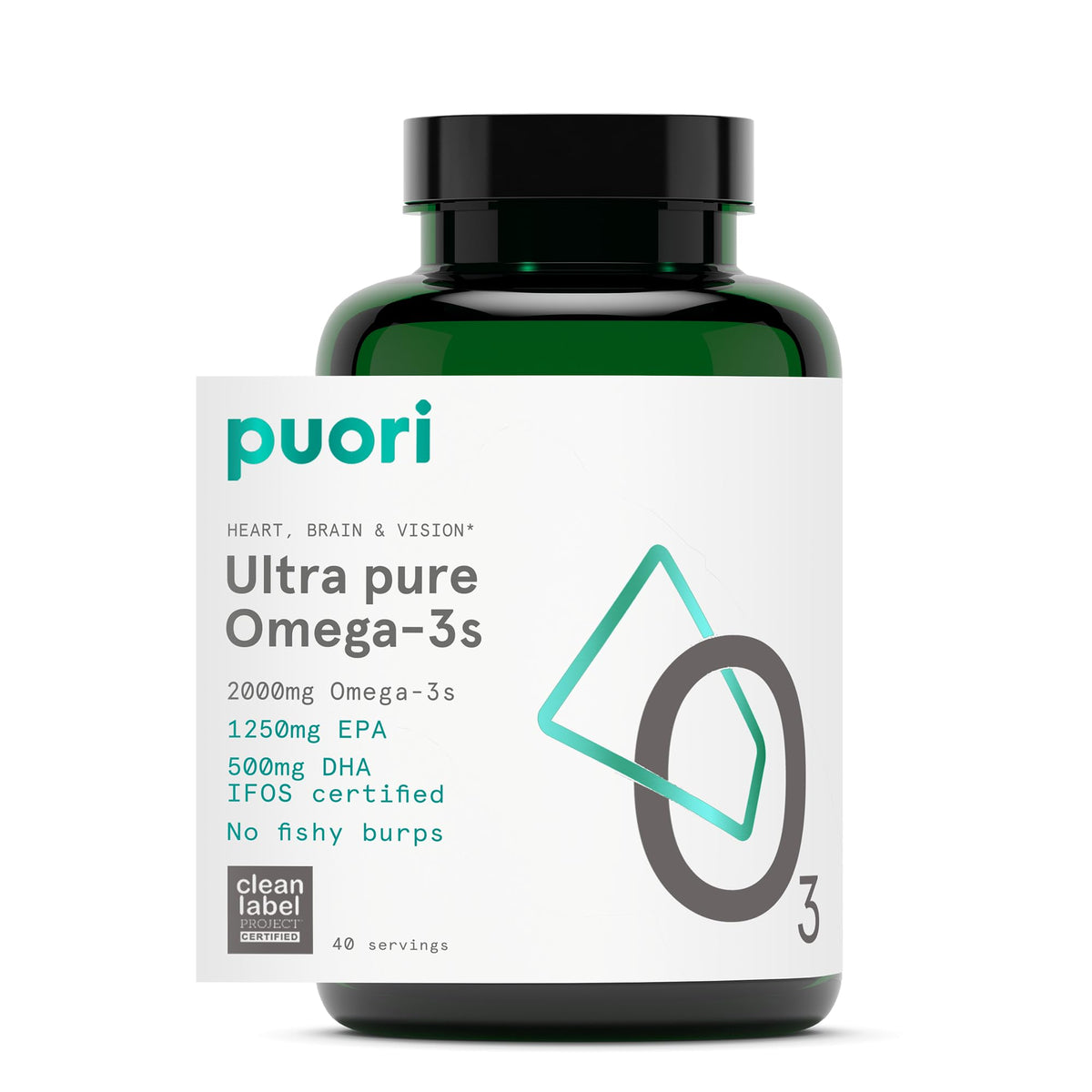 Puori O3 Huile de Poisson Omega 3 120 Gélules Douces vue de face
