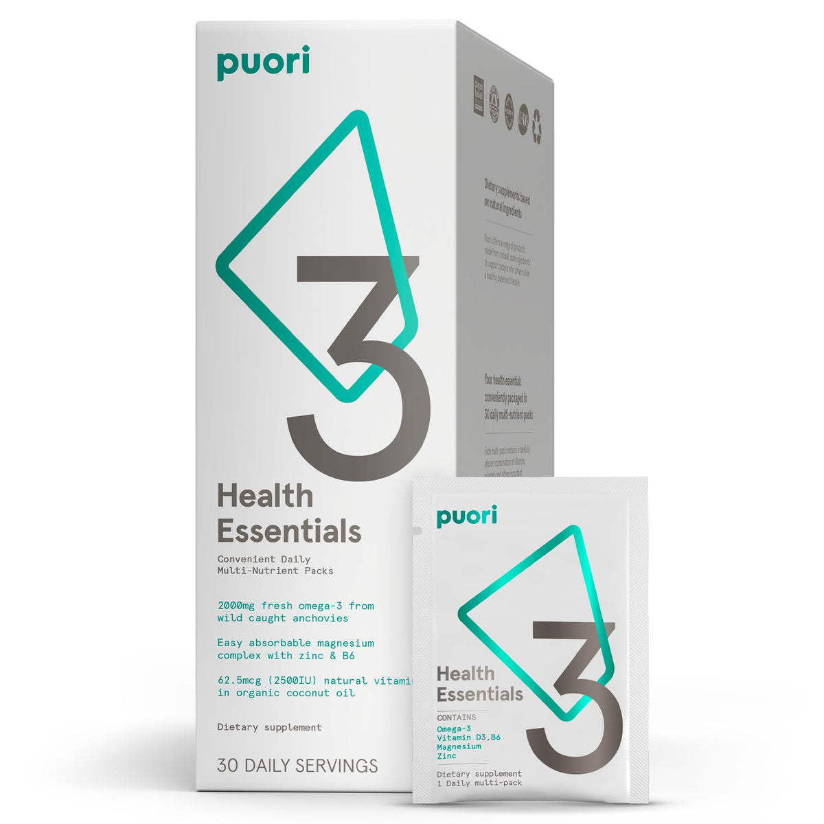 Puori P3 Essentiels de Santé sachets en boîte vue de face