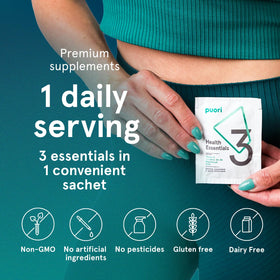 Puori P3 sachets en main, prêt à être utilisé