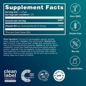 Puori Vitamine D3 120 gélules ouvertes