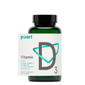 Puori Vitamine D3 2500 UI gélules photo avant