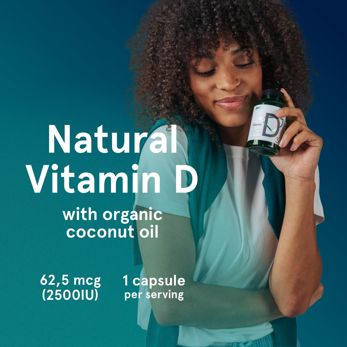 Puori Vitamine D3 gélules dans un environnement naturel