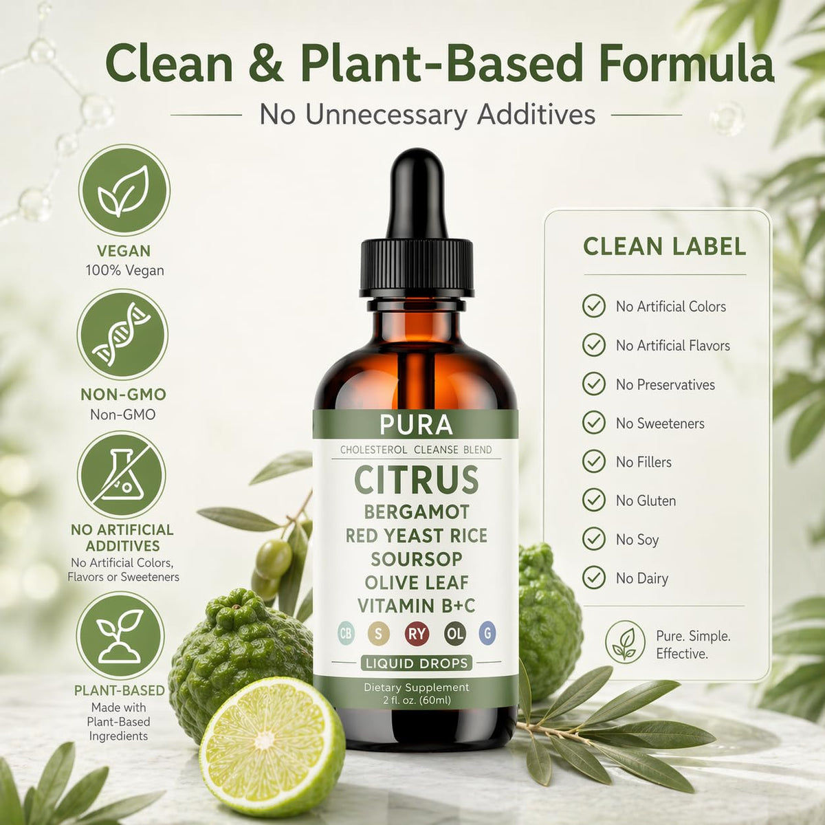 PURA Bergamot Formule de Nettoyage du Foie à côté d'autres compléments alimentaires
