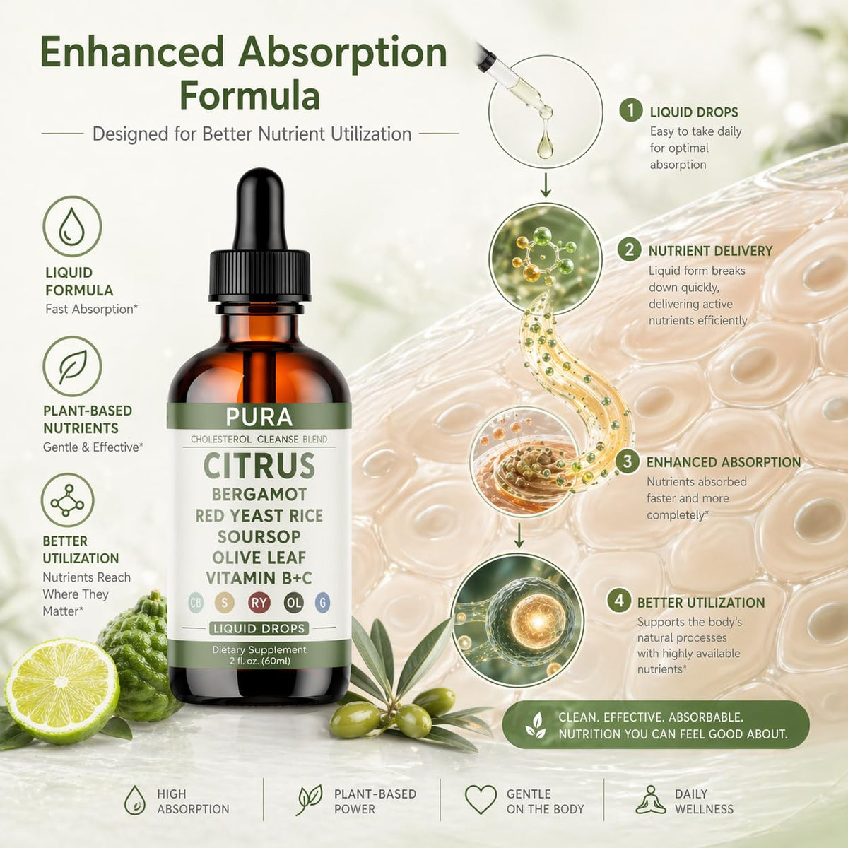 PURA Bergamot Formule de Nettoyage du Foie sur une table