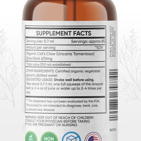 Pura Herba Extrait Liquide de Griffe de Chat 60 ml côté