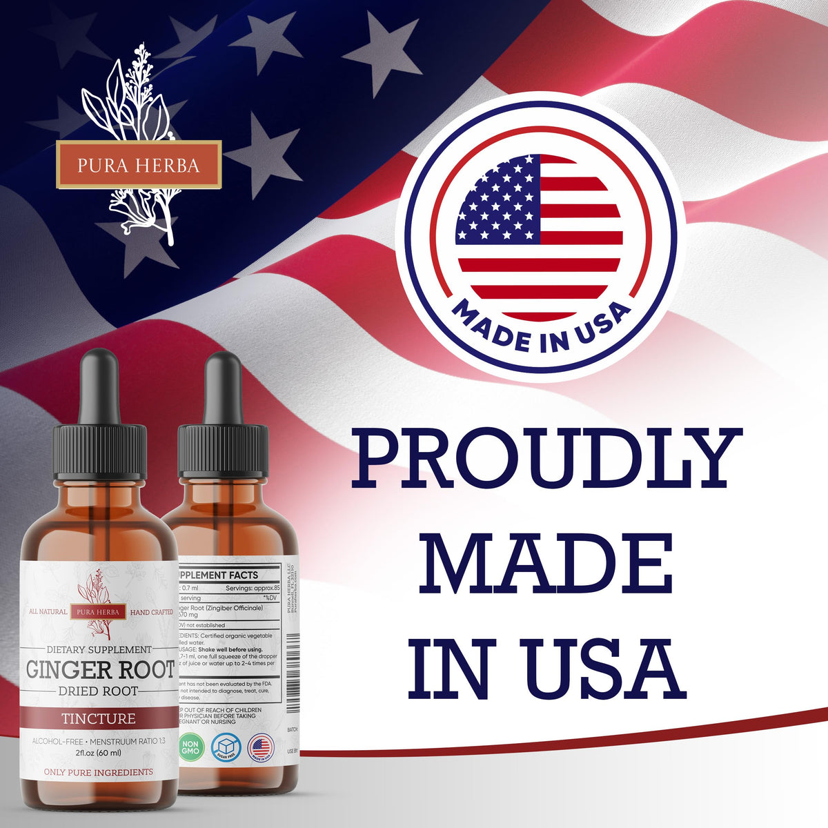 Pura Herba gouttes liquides de gingembre bio 168g avec ingrédients naturels