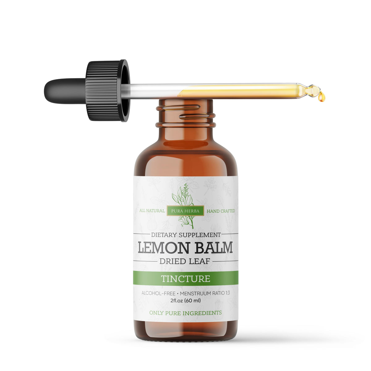 Pura Herba Teinture de Mélisse 4 oz sur fond neutre