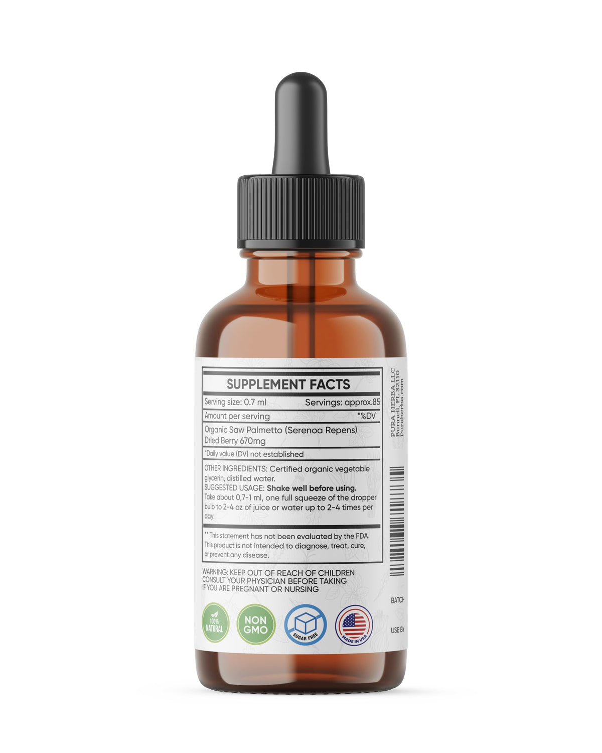 Pura Herba Teinture de Saw Palmetto 120 ml dans un environnement naturel