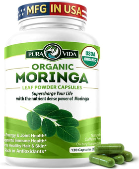 Pura Vida Moringa capsules bio 120ct vue de face