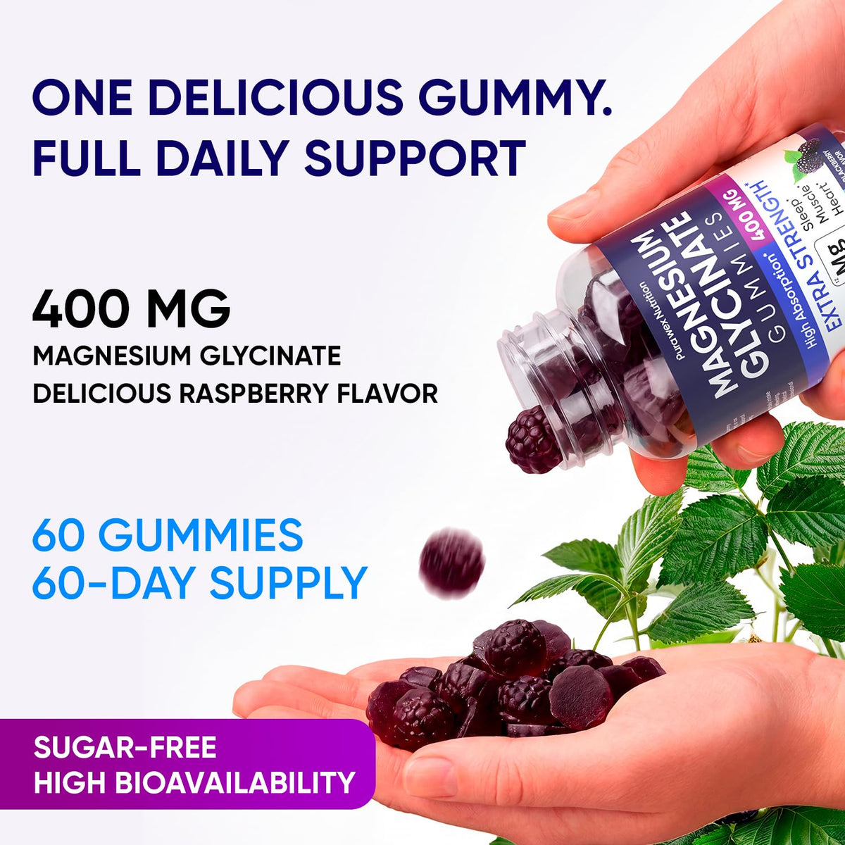 PURA WEX NUTRITION Gummies de Magnésium Glycinate 400mg - côté de l'emballage