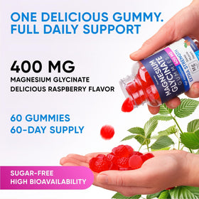 PURA WEX NUTRITION Gummies de Magnésium Glycinate 400mg, présentation sur une table