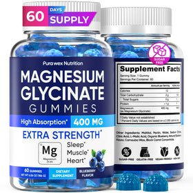 PURA WEX NUTRITION Gummies de Magnésium Glycinate 400mg saveur myrtille face avant
