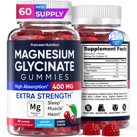 PURA WEX NUTRITION Gummies Magnésium Glycinate Cerise 400mg, boîte avant