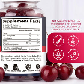 PURA WEX NUTRITION Gummies Magnésium Glycinate Cerise 400mg, gummies dans un bol