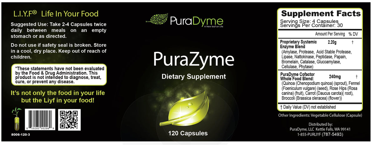 PuraDyme PuraZyme emballage et capsules