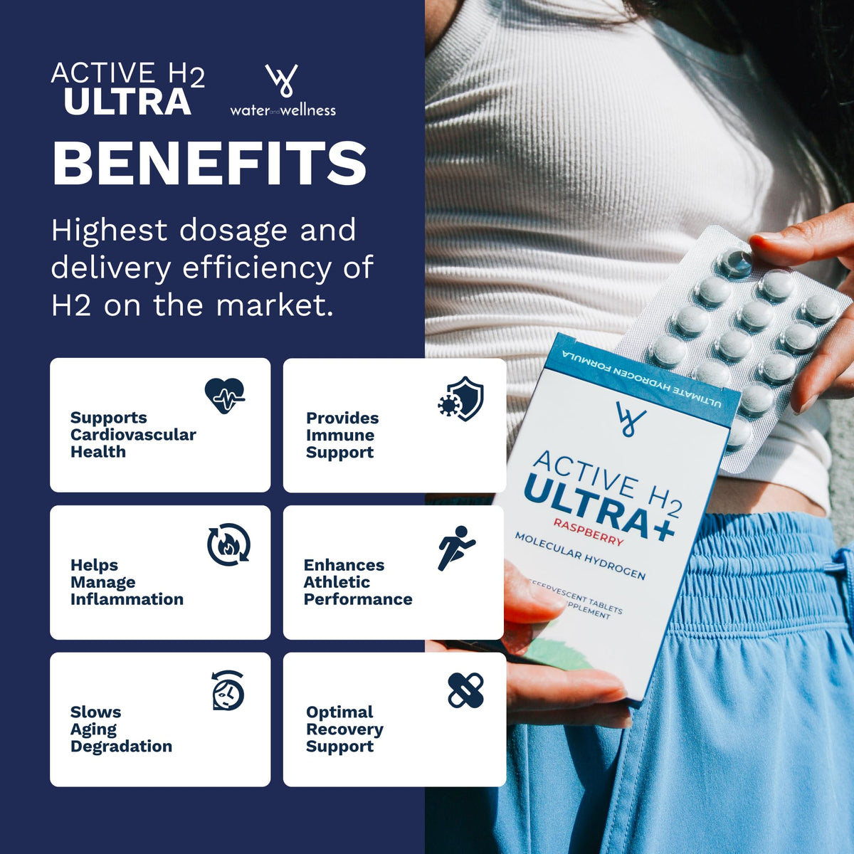 Purative Active H2 Ultra+ Tablettes d'Hydrogène, ingrédients sur l'emballage