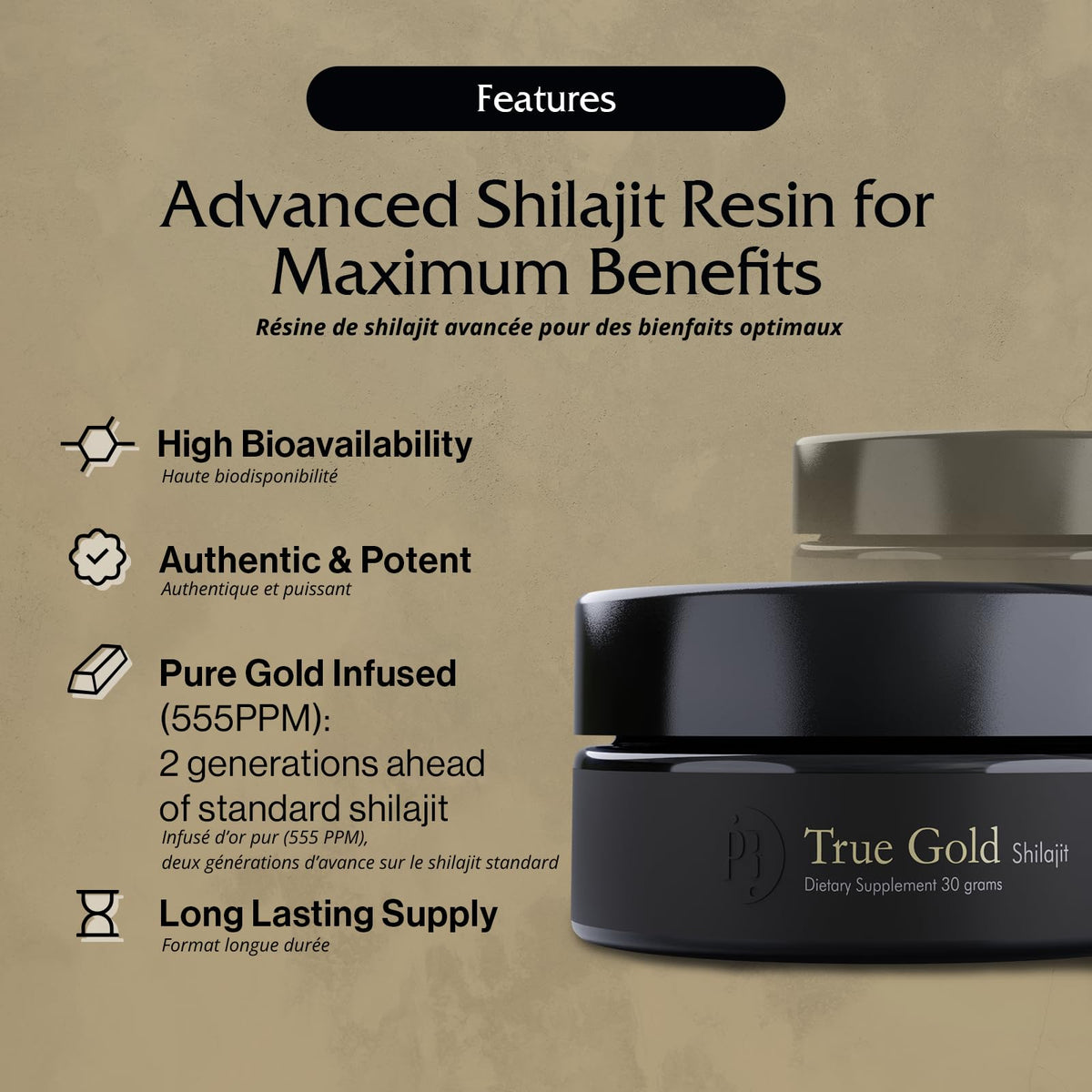 Pürblack Résine de Shilajit Pure 82g vue de côté