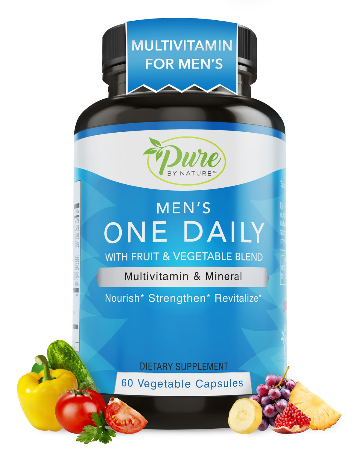 Pure By Nature Multivitamine pour Hommes 60 capsules vue de face