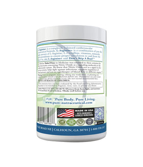 PURE Cardio+ 5000mg L-Arginine 1000mg L-Citrulline ingrédients sur l'emballage