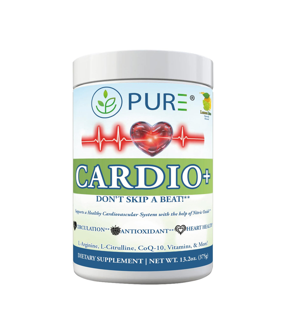 PURE Cardio+ 5000mg L-Arginine 1000mg L-Citrulline pot avant