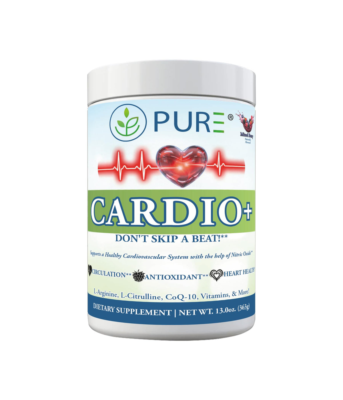 PURE Cardio+ 5000mg L-Arginine 1000mg L-Citrulline Poudre vue avant