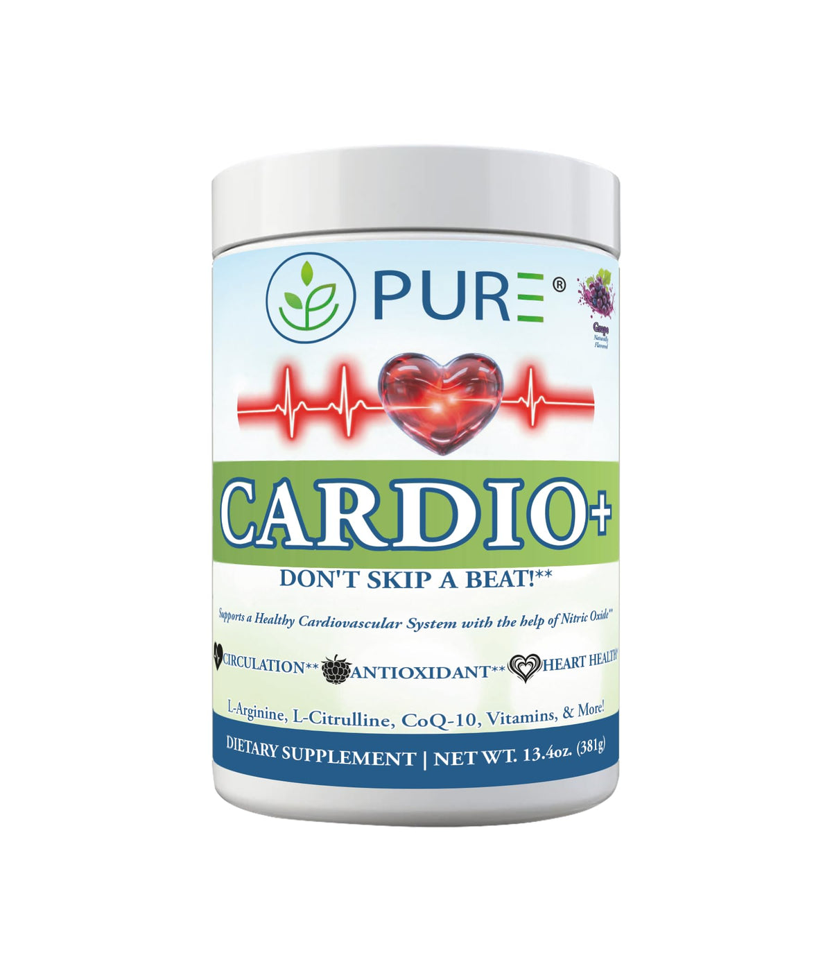 PURE Cardio+ 5000mg L-Arginine 1000mg L-Citrulline poudre vue avant