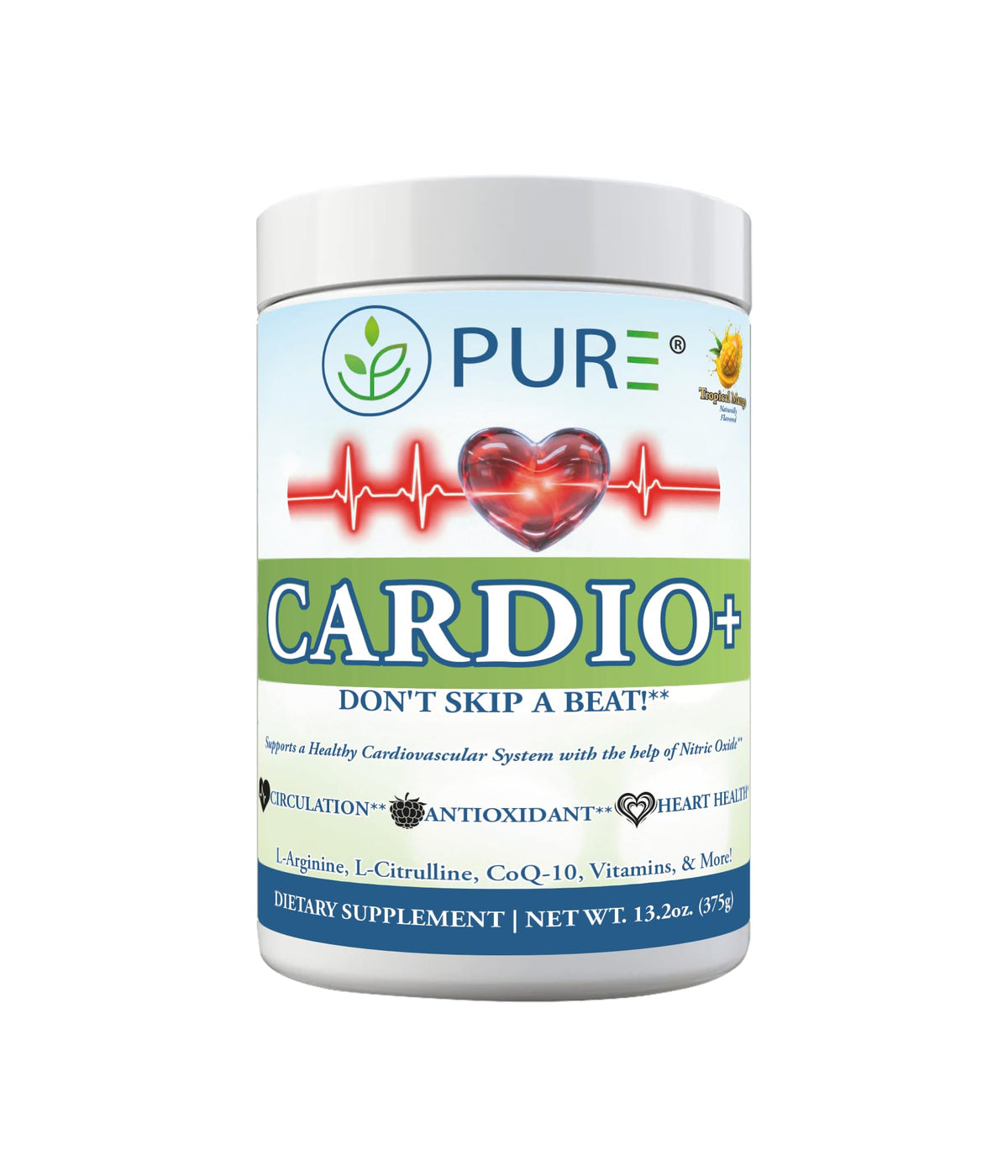 PURE Cardio+ poudre de soutien cardiaque 375g vue avant