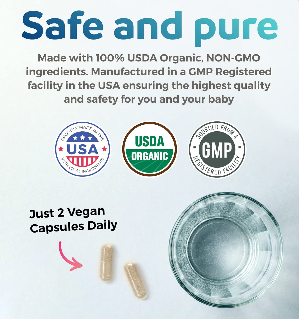 PURE CO Complément Alimentaire Lactation Vegan, vue arrière de l'emballage