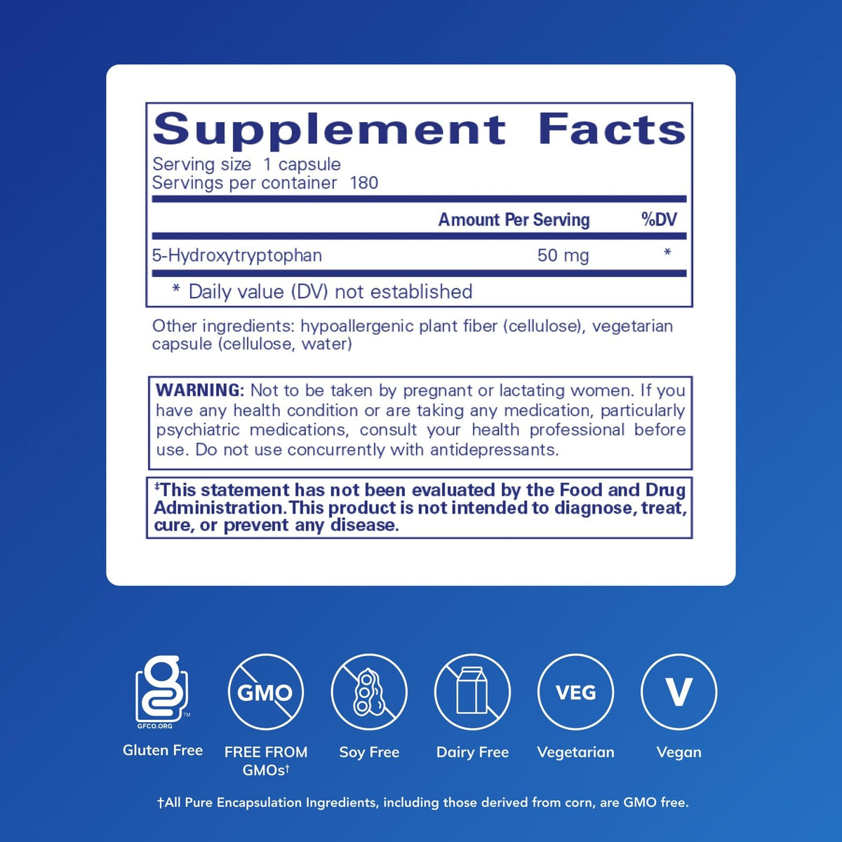 Pure Encapsulations 5-HTP 50 mg capsule close-up