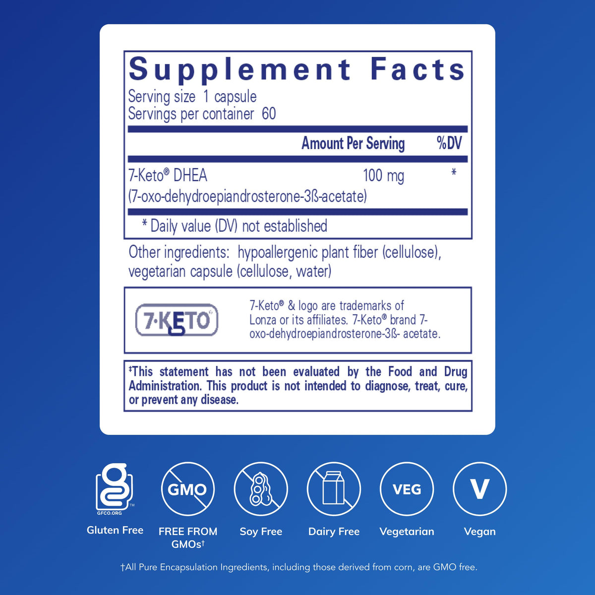 Pure Encapsulations 7-Keto DHEA 100 mg 60 Capsules - vue arrière