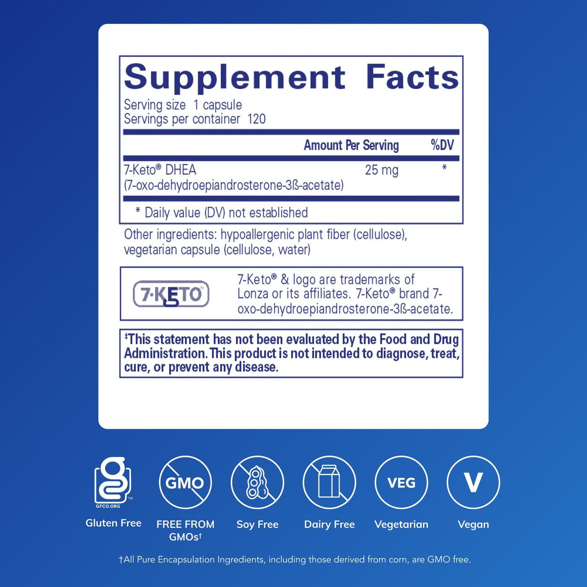 Pure Encapsulations 7-Keto DHEA 25 mg capsule bottle side view
