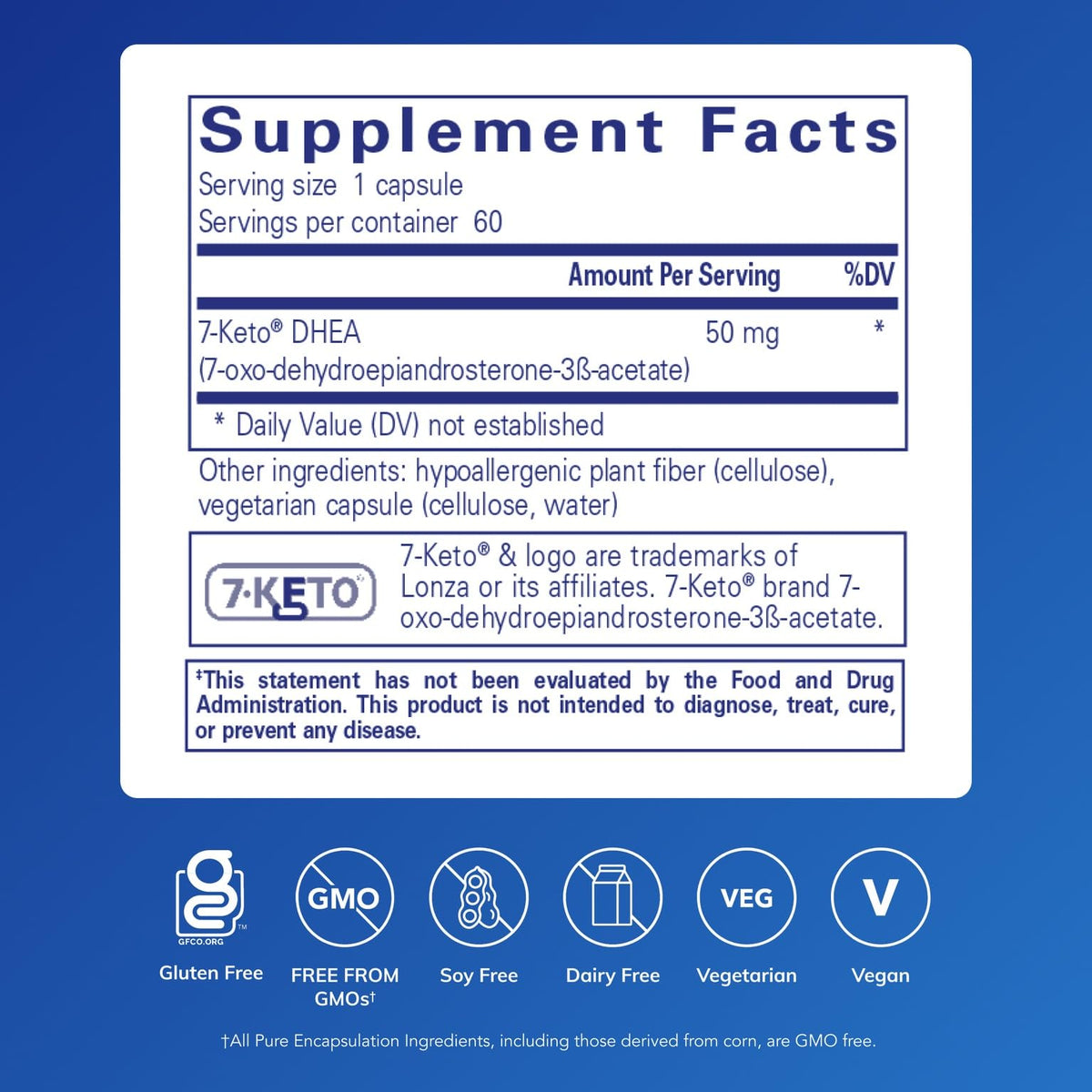 Pure Encapsulations 7-Keto DHEA 50 mg 60 Capsules arrière