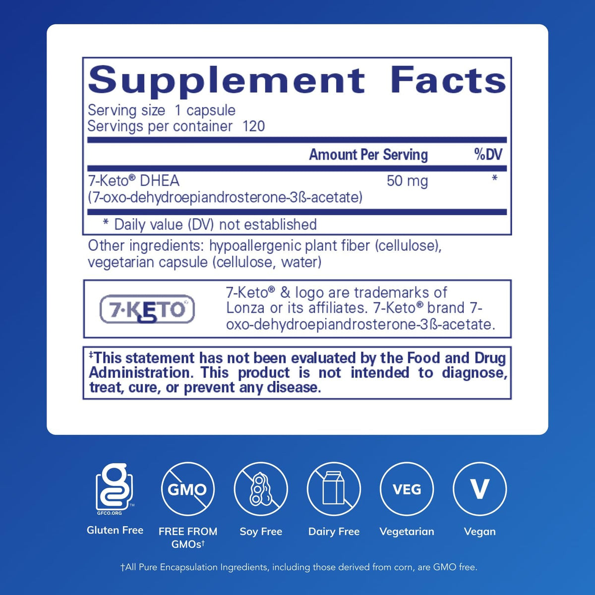 Pure Encapsulations 7-Keto DHEA 50 mg packaging side view