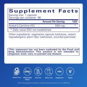 Pure Encapsulations Acetyl-L-Carnitine 500 mg capsule close-up