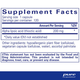 Pure Encapsulations Acide Alpha-Lipoïque 200 mg, 120 capsules arrière