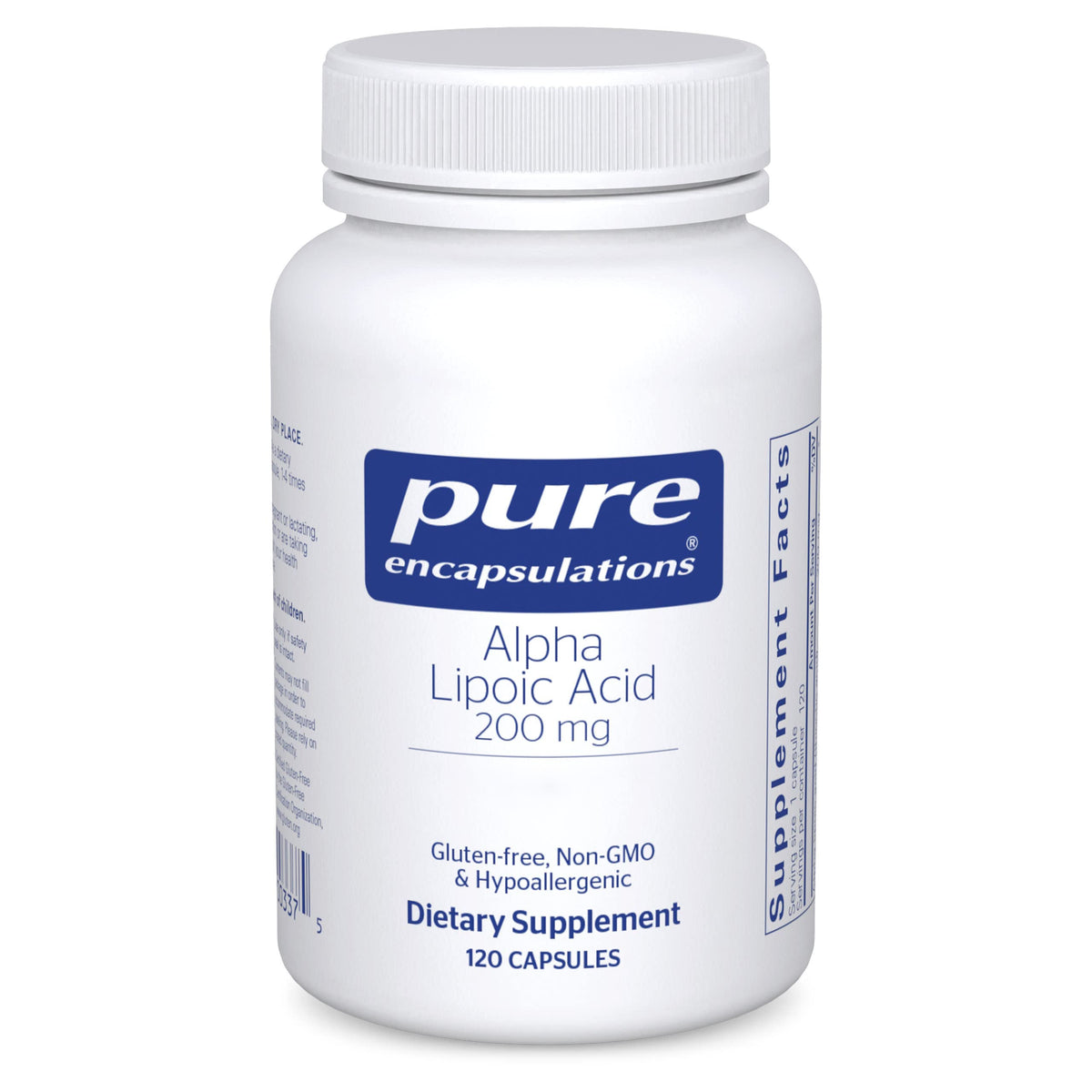 Pure Encapsulations Acide Alpha-Lipoïque 200 mg, 120 capsules vue de face