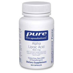 Pure Encapsulations Acide Alpha-Lipoïque 400 mg 60 capsules vue de face
