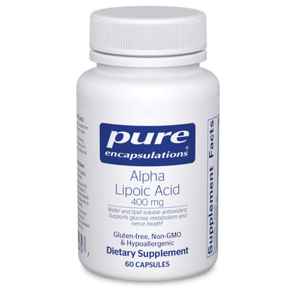 Pure Encapsulations Acide Alpha-Lipoïque 400 mg 60 capsules vue de face