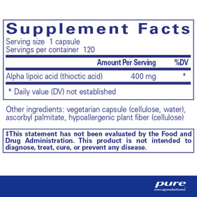 Pure Encapsulations Acide Alpha-Lipoïque 400 mg boîte vue latérale