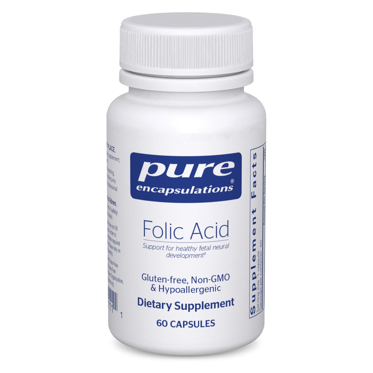 Pure Encapsulations Acide Folique 60 capsules vue avant