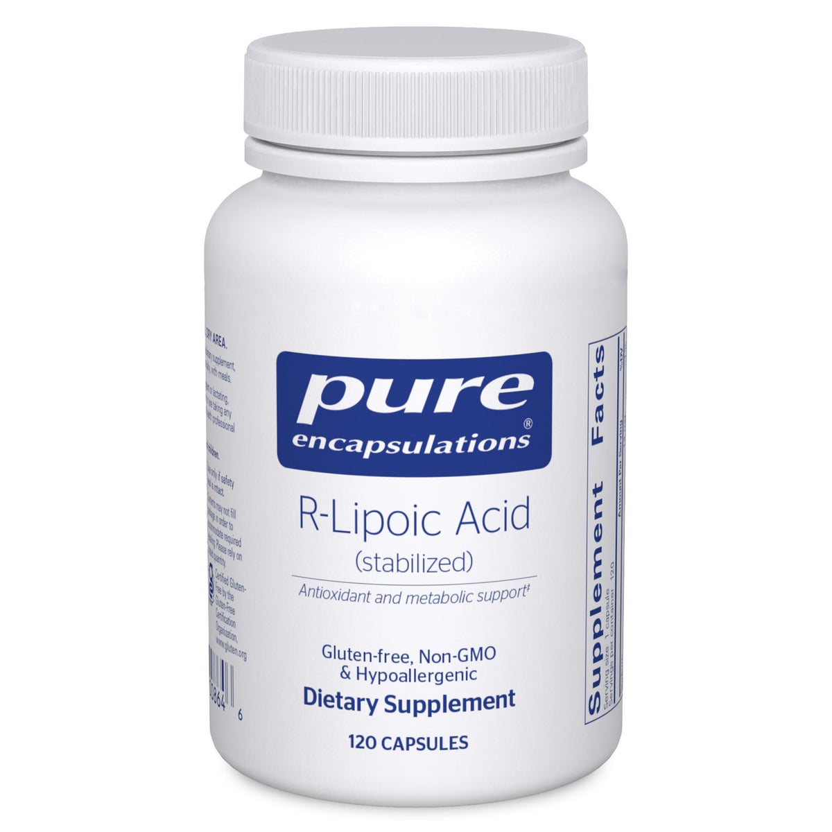 Pure Encapsulations acide R-lipoïque stabilisé 120 capsules face avant