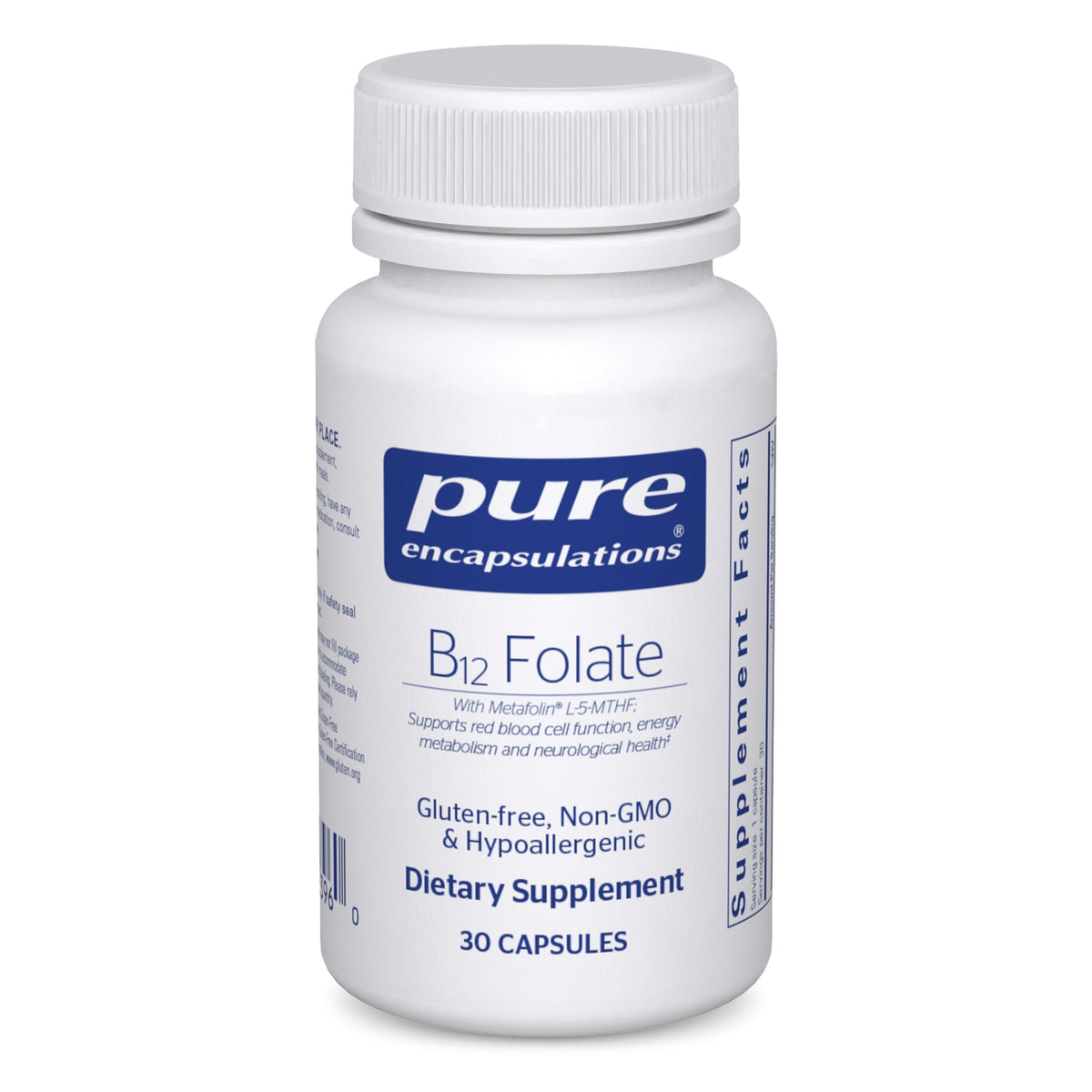 Pure Encapsulations B12 Folate 30 Capsules vue de face