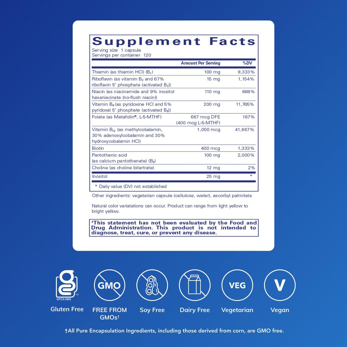 Pure Encapsulations B6 Complex 120 capsules vue arrière