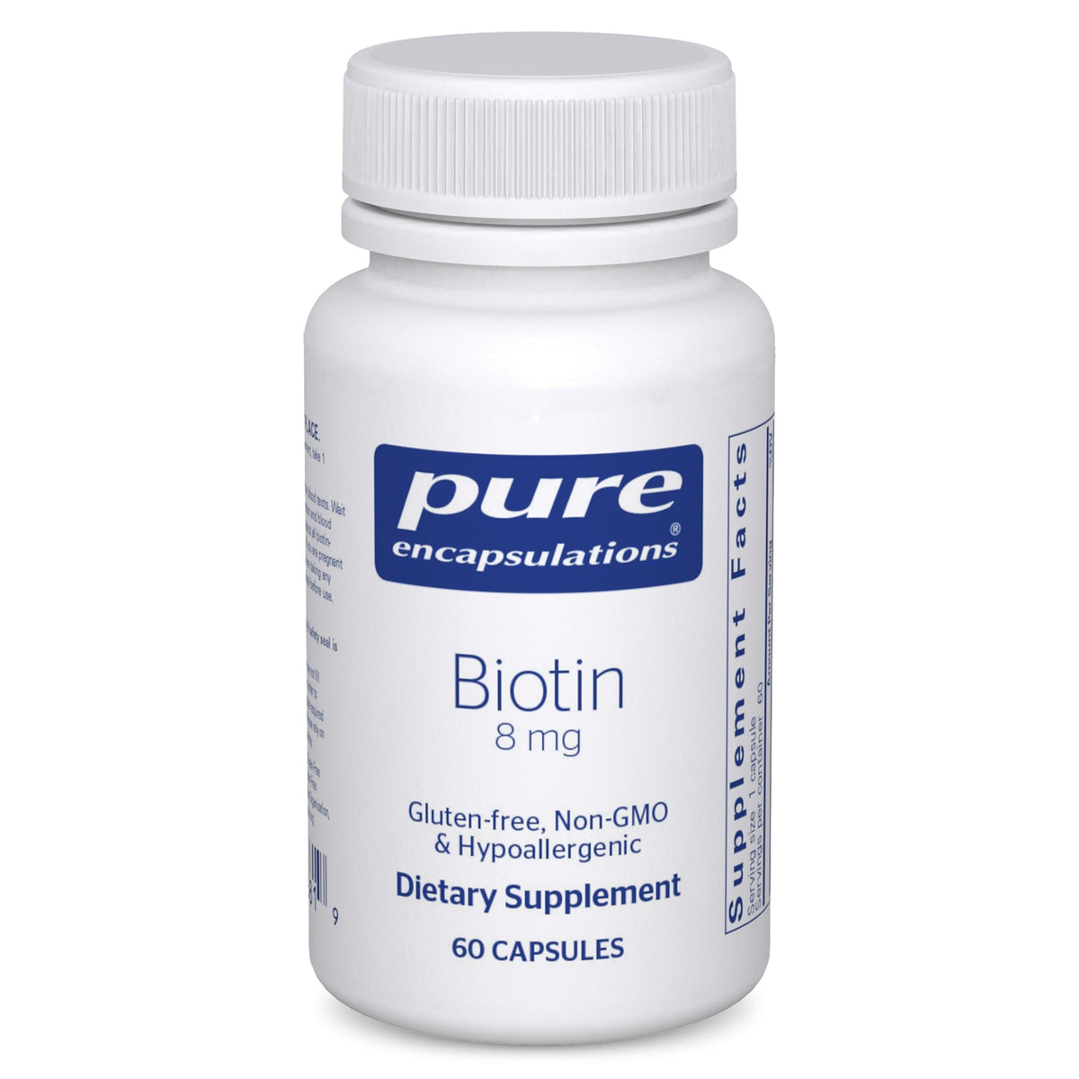 Pure Encapsulations Biotine 8 mg 60 capsules vue de face