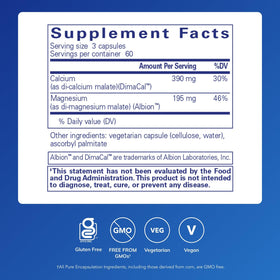 Pure Encapsulations Cal/Mag (Malate) 180 capsules side view