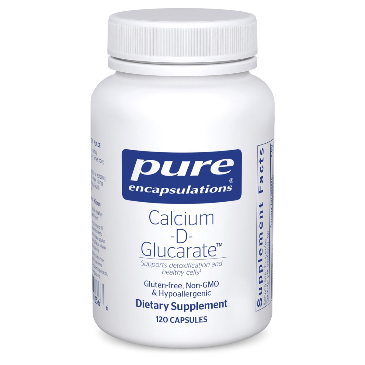 Pure Encapsulations Calcium-D-Glucarate 120 capsules vue de face